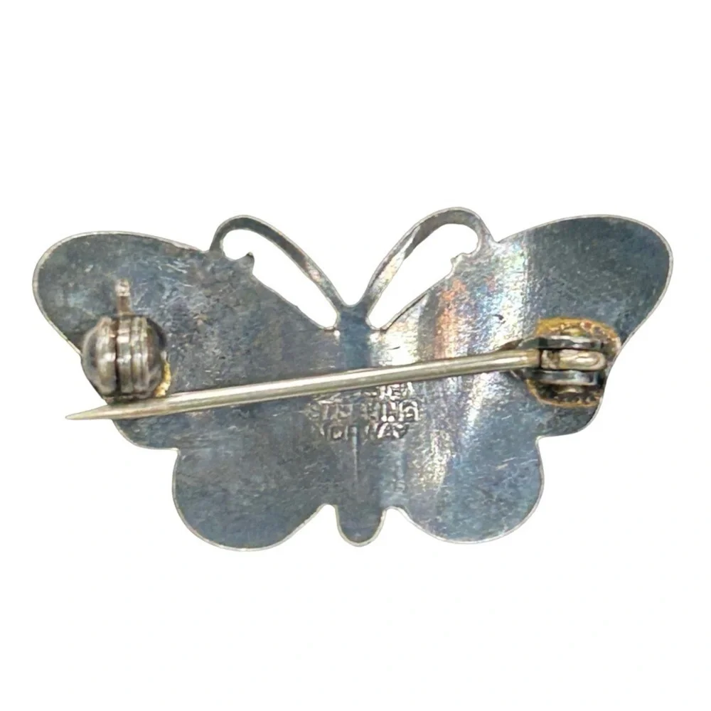 Vintage Yellow Enamel Butterfly Brooch – Sterling Silver Norway 925S - Picture 3 of 3